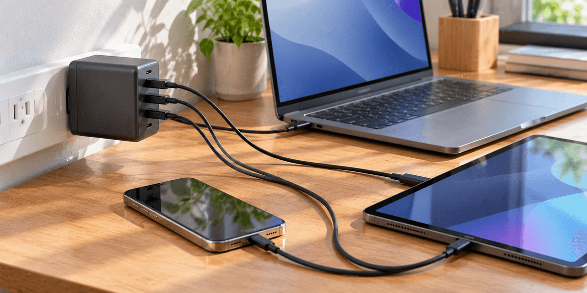 Anker Charger（140W, 4 Ports）USB-C & USB-C ケーブル付き ダークグレー