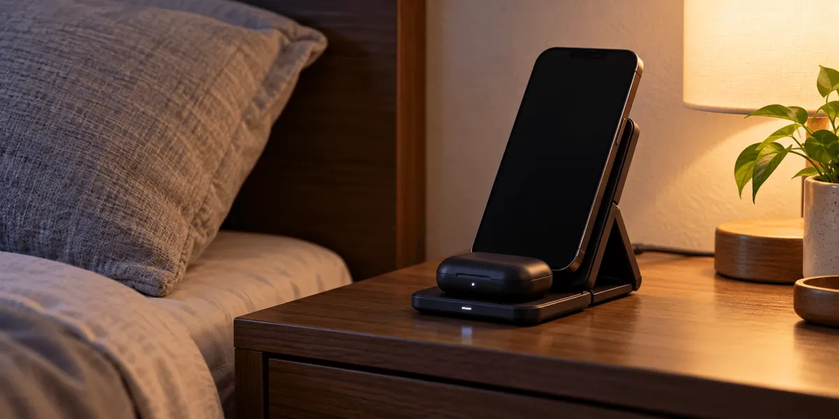 Anker MagGo Wireless Charging Station (Foldable 3-in-1) レビュー｜出張先のベッドサイドと家の棚で、3台の充電をコンセント1口に
