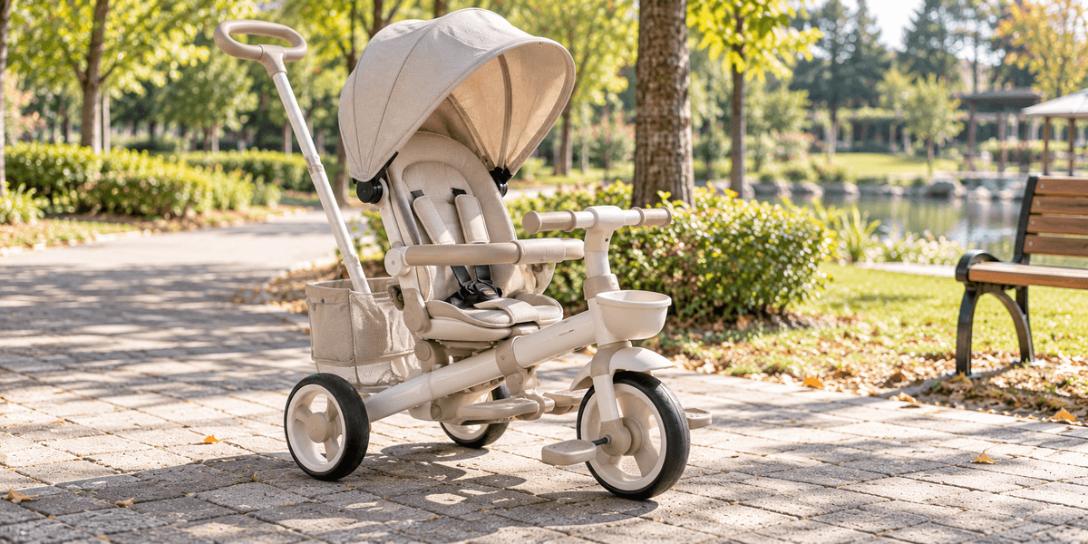 colulu モルビー 三輪車 手押し棒付き 折りたたみ ベージュ