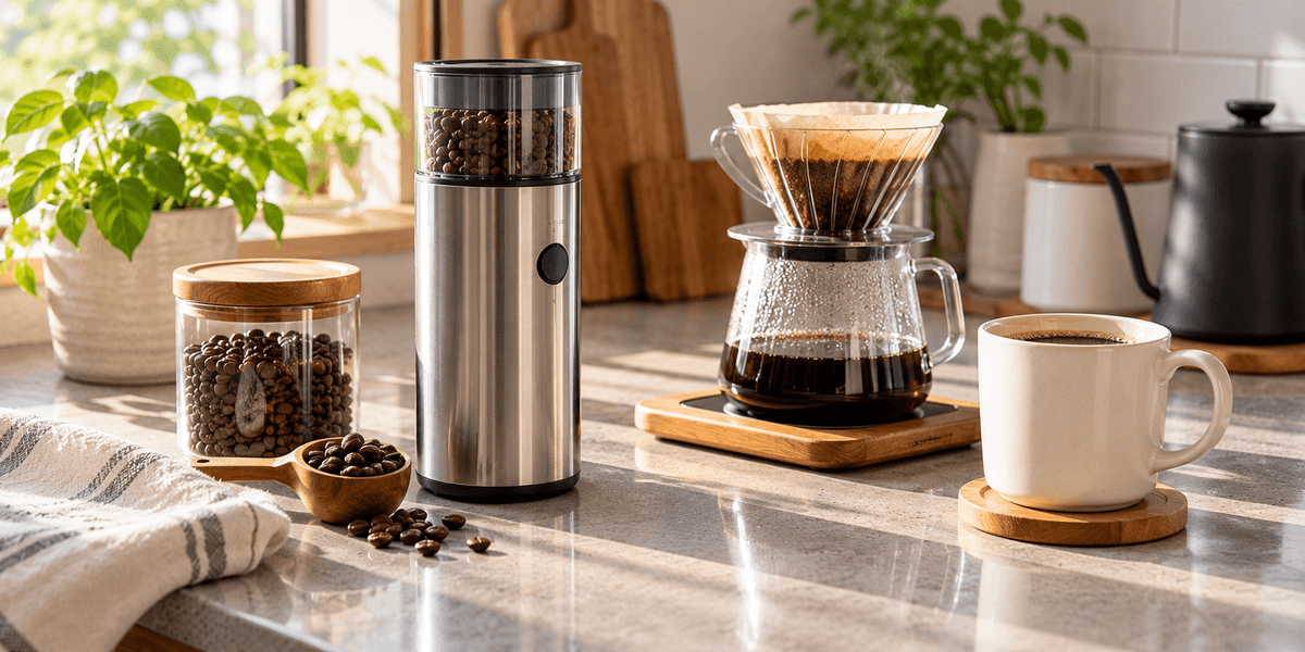 Delimo 電動コーヒーミル コードレス 臼式（ステンレス臼・USB充電式）