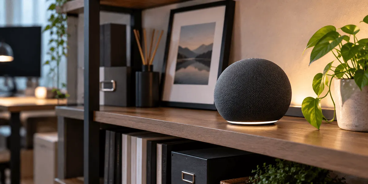 Echo Studio（2025年発売）レビュー｜書斎の棚に置いて2か月、ヘッドホンを外した時間とマイクを切った回数を記録した
