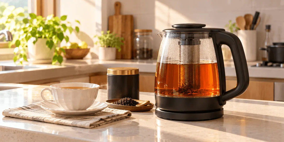 ティファール テイエール ロック コントロール 1.5L BJ8158JP レビュー|40〜100℃の8段階・茶こし・煮出し付きのガラス製ケトルを、1250W・保温60分と記載のない寸法から整理