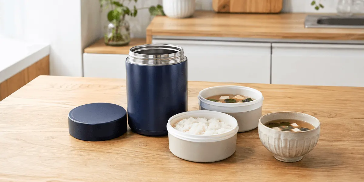 サーモス(THERMOS) ステンレスランチジャー JBG-1801(ご飯約1.3合・おかず・スープ容器付き) のレビュー記事メインビジュアル(口コミ・評判・メリット・デメリット)