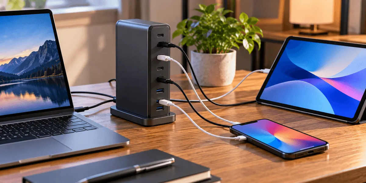 UGREEN 卓上急速充電器 200W 8ポート レビュー｜最大総出力200W・USB-C×6＋USB-A×2の卓上充電器を、C1〜C3各最大100W・15Wの注記・24ヶ月保証から整理
